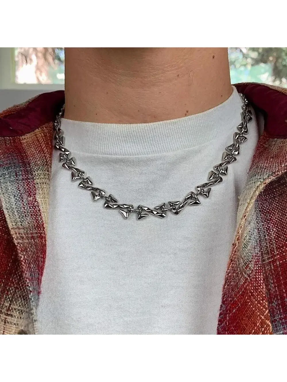 2000s Vintage y2k style cyberpunk opium skater style pendant necklace chain.